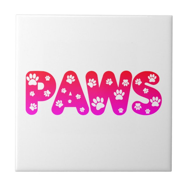 Dog Paws Custom Text Tile (Front)