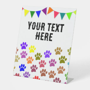 Dog Paws Decorative Flags Custom Text Pedestal Sign