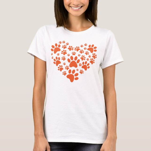 Dog paws Heart T-Shirt (Front)