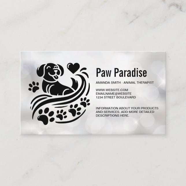 Dog Paws Hearts | Boke Business Card (Front)