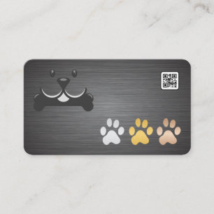 Dog Paws Metal   Animal Services Business Card