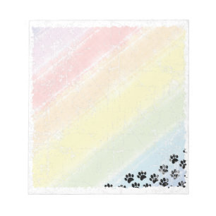 Dog Paws Pastel Rainbow Distressed Watercolor Notepad