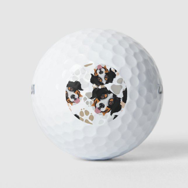 Dog paws pattern Bernese Mountain Dog Golf Balls (Front)