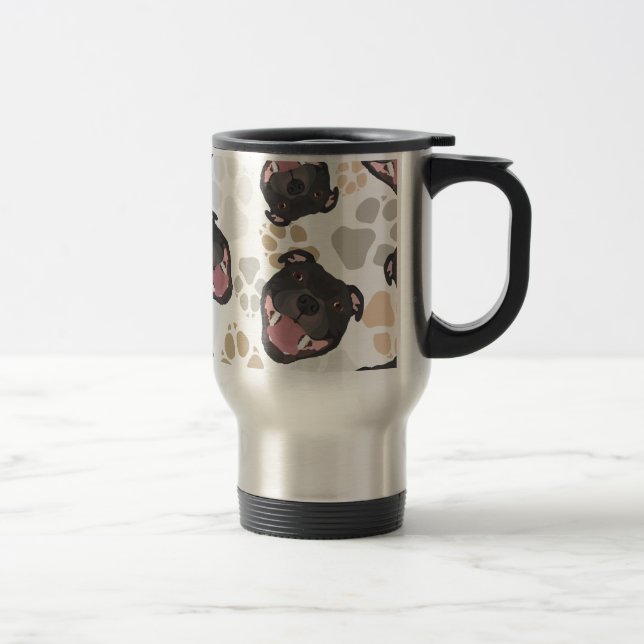 Dog paws pattern Staffordshire Bull Terrier Travel Mug (Right)