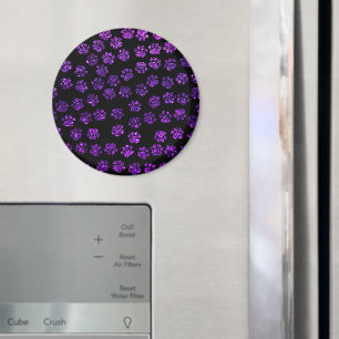 Dog Paws, Paw-prints, Glitter - Purple Black Magnet