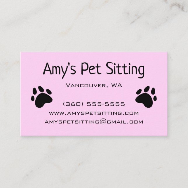 Dog Paws Pink Business Cards (Front)