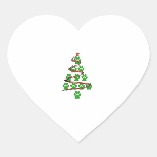 Dog Paws Print Christmas Tree for Dog Lovers  Heart Sticker