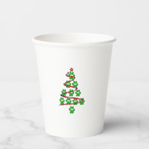 Dog Paws Print Christmas Tree for Dog Lovers  Paper Cups