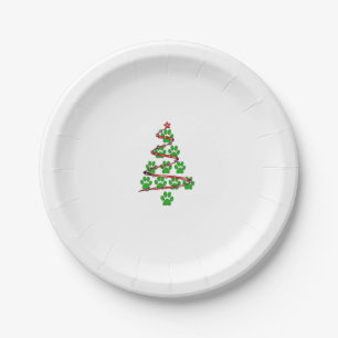 Dog Paws Print Christmas Tree for Dog Lovers  Paper Plate
