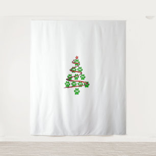 Dog Paws Print Christmas Tree for Dog Lovers  Tapestry
