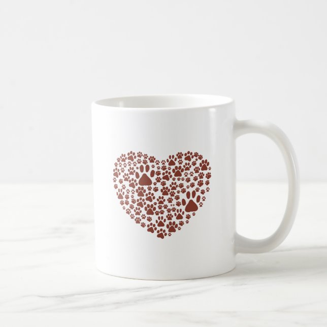 Dog Paws, Puppy Paws, Animal Paws, Heart, Pet Coffee Mug (Right)