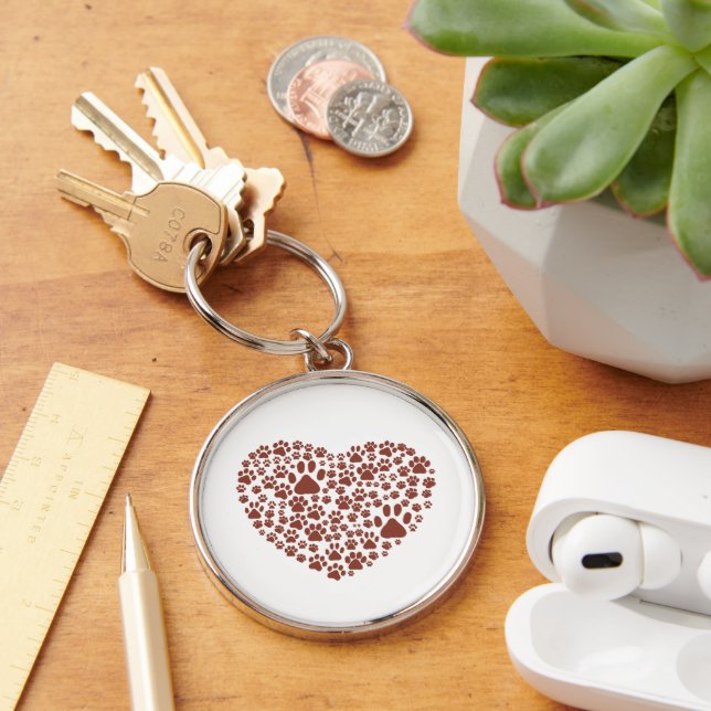 Dog Paws, Puppy Paws, Animal Paws, Heart, Pet Key Ring (Desk)