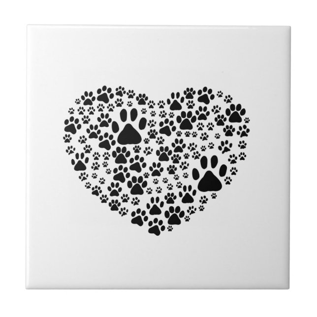 Dog Paws, Puppy Paws, Animal Paws, Heart, Pet Tile (Front)