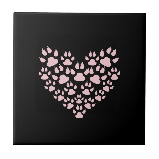 Dog Paws, Puppy Paws, Animal Paws, Heart, Pet Tile (Front)