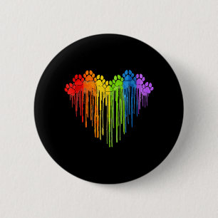 Dog Paws Rainbow Heart Dog Lover Gay Pride Lgbt 6 Cm Round Badge