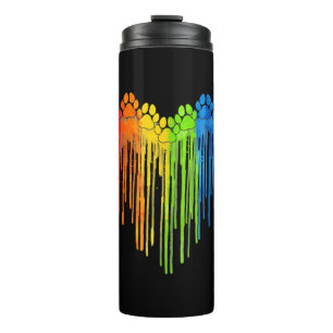 Dog Paws Rainbow Heart Dog Lover Gay Pride LGBT Co Thermal Tumbler