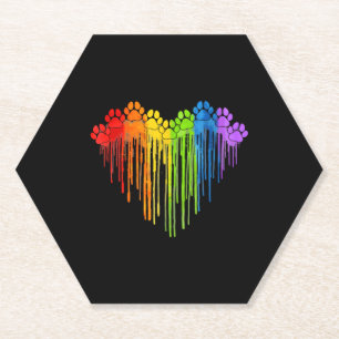 Dog Paws Rainbow Heart Dog Lover Gay Pride Lgbt Paper Coaster