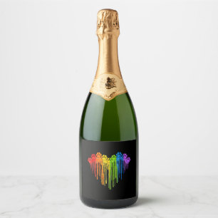 Dog Paws Rainbow Heart Dog Lover Gay Pride Lgbt Sparkling Wine Label