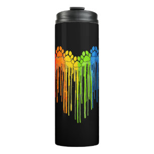 Dog Paws Rainbow Heart Dog Lover Gay Pride Lgbt Thermal Tumbler