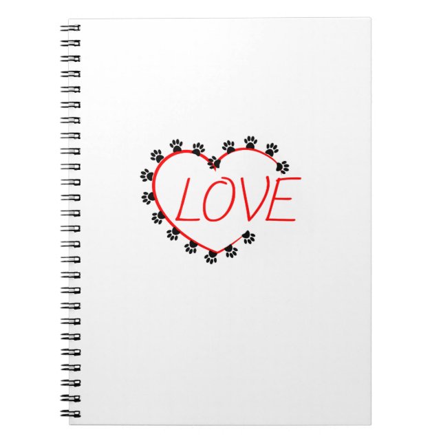 Dog Paws Red Heart Love Notebook (Front)