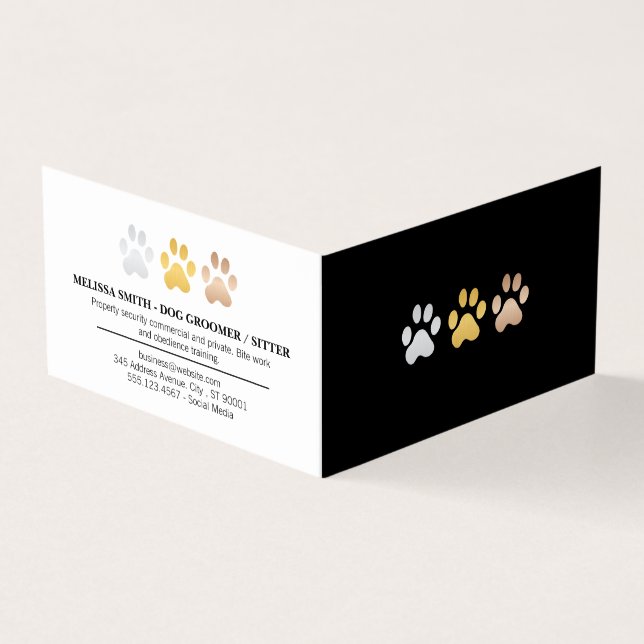 Dog Paws (Silver, gold, bronze) Business Card (Outside)