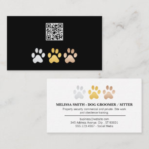 Dog Paws (Silver, gold, bronze) QR Code Business Card