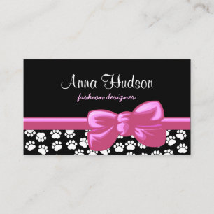 Dog Paws, Traces, Paw-prints - White Black Business Card