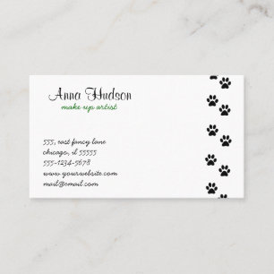 Dog Paws, Traces, Paw-prints - White Black Business Card