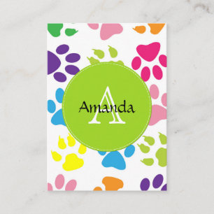 Dog Paws, Trails, Paw-prints - Red Blue Green Business Card