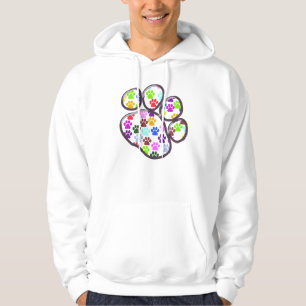 Dog Paws, Trails, Paw-prints - Red Blue Green Hoodie