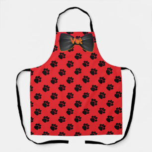 Dog Paws Veterinarian Pet Red Apron