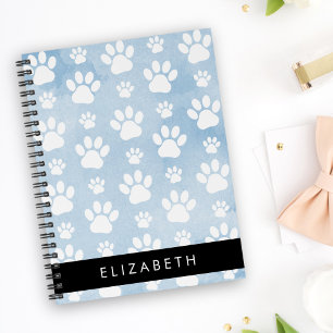 Dog Paws, White Paws, Blue Watercolors, Your Name Planner