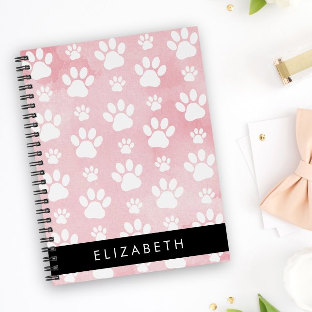 Dog Paws, White Paws, Pink Watercolors, Your Name Planner (Creator Uploaded)