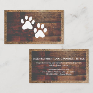 Dog Paws Wood Business Card