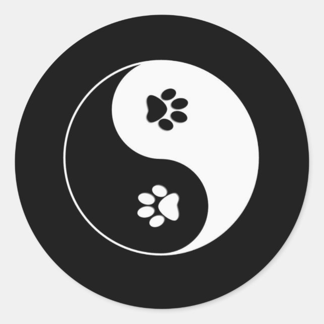 Dog Paws Yin Yang Sticker (Front)