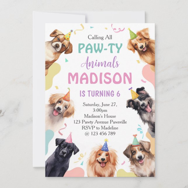 Dog Pawty Birthday  Invitation (Front)