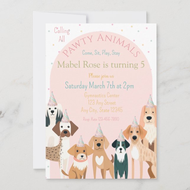 Dog Pawty Birthday Invitation (Front)