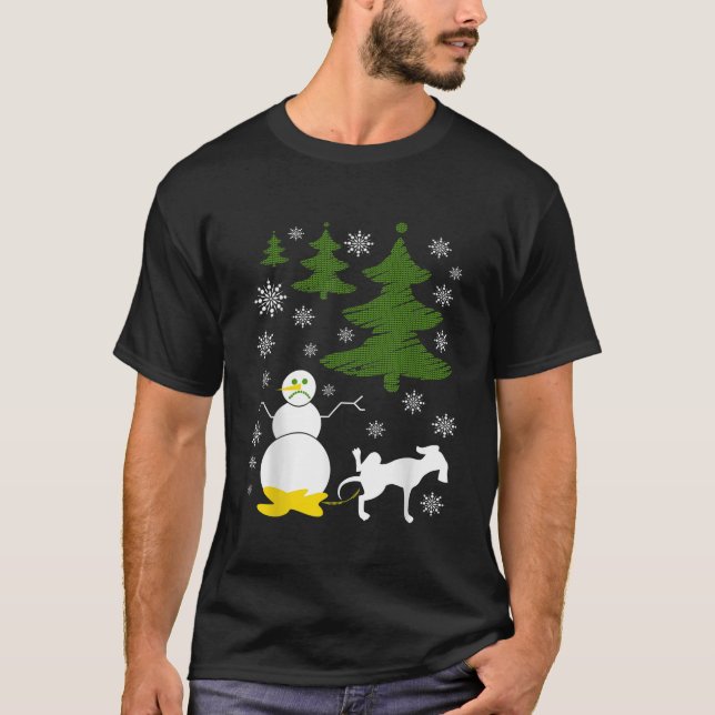 Dog Pees on Snowman Ugly XMas Sweater (Front)