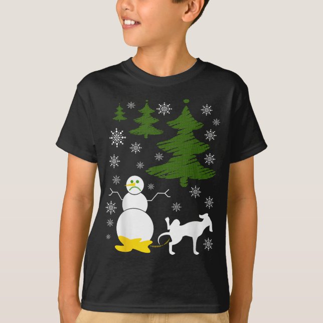 Dog Pees on Snowman Ugly XMas Sweater (Front)
