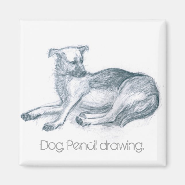 Dog. Pencil drawing. Magnet (Front)