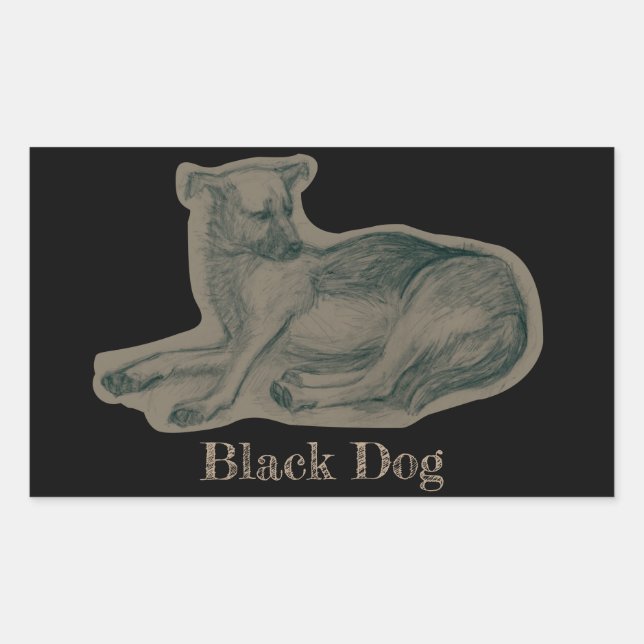 Dog. Pencil drawing. Rectangular Sticker (Front)