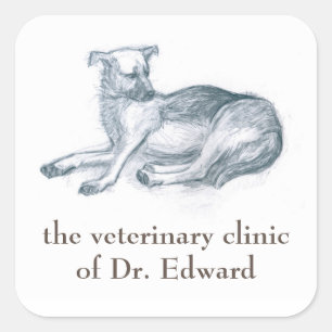 Dog. Pencil drawing. Square Sticker