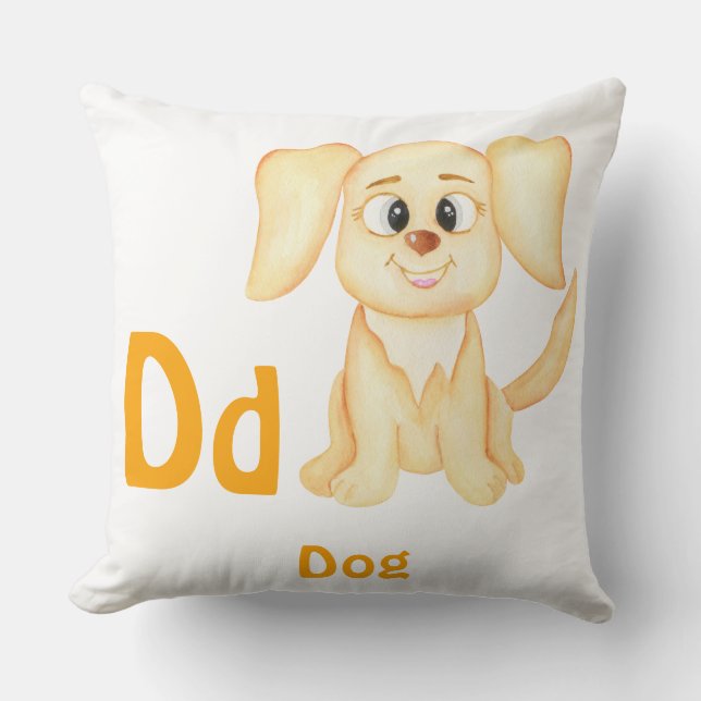Dog personalise ABC: Letter D - Add Your Name Cushion (Front)