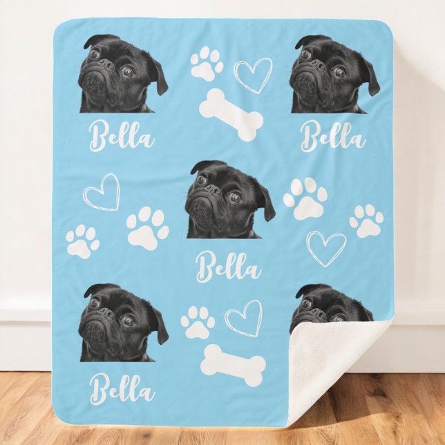 Dog Personalised Love Pet 5 Photo Collage Sherpa Blanket (Creator Uploaded)