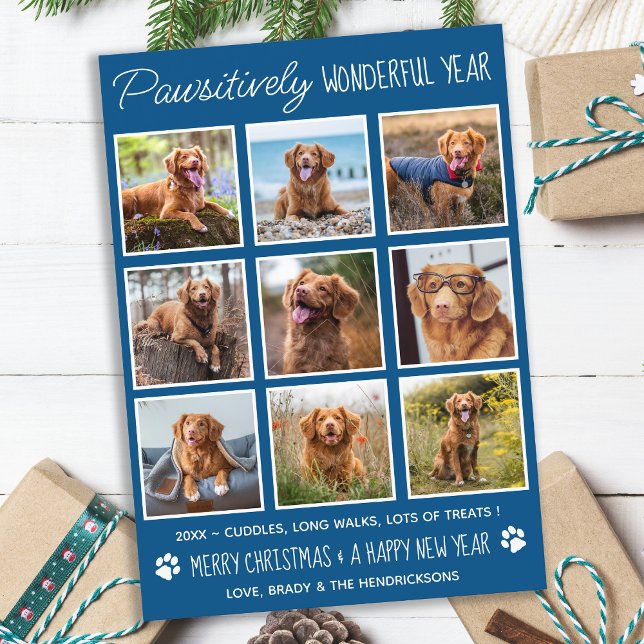 Dog Personalised Year In Review Pet Photo Collage Holiday Card (Creator Uploaded)