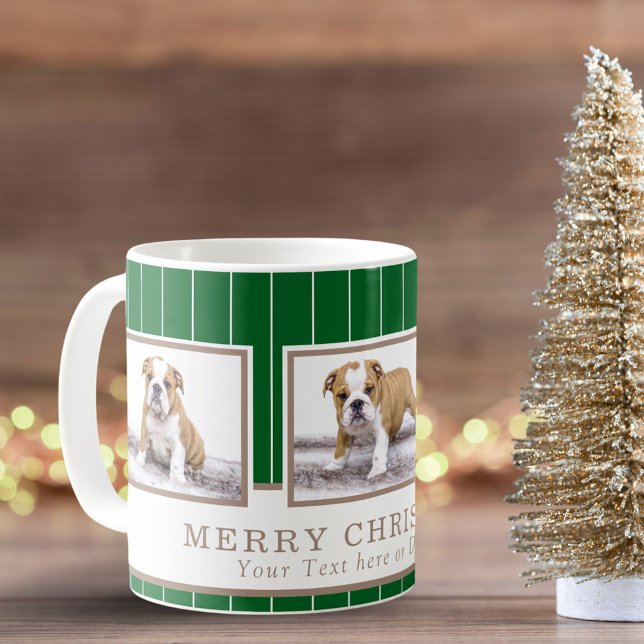 Dog Pet 3 Photo Collage Merry Christmas Coffee Mug (Creator Uploaded)