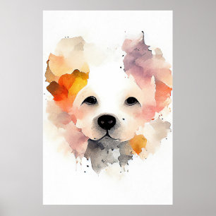 Dog Pet Animal Nature Watercolor Art Painting Poster