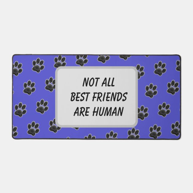 Dog Pet Best Friend Red Heart Puppy Paw Print Desk Mat (Front)