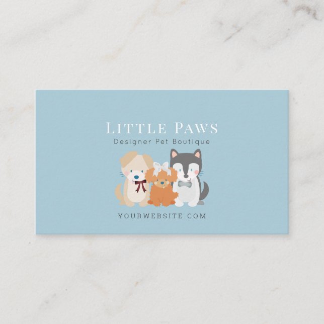 Dog/Pet Boutique Apparel Clothing Collar Blue Business Card (Front)