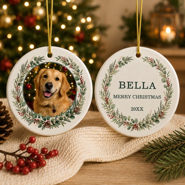 Dog Pet Christmas Personalised Photo Ceramic Tree Decoration (Creator Uploaded)